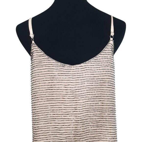 Karina Grimaldi Pink Beaded Mini Slip Dress Silk Cocktail Dress Womens L NWT - Picture 7 of 15